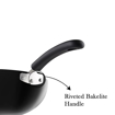 Picture of Vinod Hanos Non-Stick Wok 26 cm Diameter- 3.25 mm Thickness/Hard Anodised Wok Pan with Bakelite Riveted Handle/Induction and Gas Stove Friendly