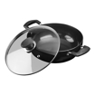 Picture of Vinod Black Pearl Hard Anodised Deep Kadai/Kadhai with Glass Lid 3.1Ltr (24 cm Diameter),Riveted Sturdy Handles,3.25mm Thickness,(Gas Stove Compatible Only)