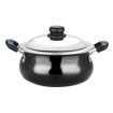 Picture of Vinod Black Pearl Hard Anodised Handi with Stainless Steel Lid 2 Litres Capacity (Mini) with Riveted Sturdy Handles - 3.25 mm Thickness, Black (Gas Stove Compatible)