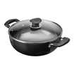 Picture of Vinod Black Pearl Plus Hard Anodised Deep Kadai/Kadhai with Glass Lid - 2.6 litres, (22 cm), 3.25 mm Thickness/Riveted Sturdy Handles - Black (Induction and Gas Stove Base)