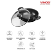 Picture of Vinod Black Pearl Plus Hard Anodised Deep Kadai/Kadhai with Glass Lid - 2.6 litres, (22 cm), 3.25 mm Thickness/Riveted Sturdy Handles - Black (Induction and Gas Stove Base)