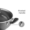 Picture of Vinod Black Pearl Plus Hard Anodised Deep Kadai/Kadhai with Glass Lid 3.1 litres (24 cm) | 3.25 mm Thickness | Riveted Sturdy Handles | Induction and Gas Stove Compatible