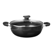 Picture of Vinod Black Pearl Hard Anodised Deep Kadai/Kadhai with Glass Lid 4.1 litres (26 cm Dia) / Riveted Sturdy Handles - 3.25 mm Thickness, Black ((Gas Stove Compatible Only)