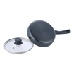 Picture of Vinod Black Pearl Hard Anodised Deep Frypan with Glass Lid 1.2 Litres (20 cm Diameter), with Riveted Sturdy Handle- 3.25 mm Thickness, Black (Gas Stove Compatible)