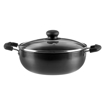 Picture of Vinod Hard Anodised Cookware 3 Pcs Set of 24 cm Deep Kadai/Kadhai with Lid (3.1 Litre), 24 cm Frypan and 25 cm Tawa (4.25 mm Thickness) - Black (Induction and Gas Stove Compatible)