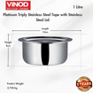 Picture of Vinod Platinum Triply Stainless Steel Tope with Stainless Steel Lid 1 Litre Capacity (14 cm Diameter) - Silver (Induction and Gas stove Friendly)