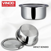 Picture of Vinod Platinum Triply Stainless Steel Tope with Stainless Steel Lid 1 Litre Capacity (14 cm Diameter) - Silver (Induction and Gas stove Friendly)