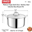 Picture of Vinod Platinum Triply Stainless Steel Biryani Pot With SS Lid 11 Litres /30CM, Large Cooking Pot / Tri ply Cook & Serve Casserole,Induction Base