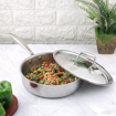 Picture of Vinod Platinum Triply Stainless Steel Induction Friendly Saute pan 2.6 Litre | Fry Pan with SS Lid- 24 cm, Silver