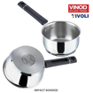 Picture of Vinod Tivoli Heavy Guage Stainless Steel Saucepan - 1.5 Litre (16cm) | SAS Bottom | 2 Layer Extra Thick Aluminum Core | Induction and Gas Base | Bakelite Handle