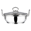 Picture of Vinod Stainless Steel Kadai/Kadhai with Glass Lid with Riveted Handles- Diameter 24 cm, Capacity 2.7 Litre (Induction and Gas Stove Friendly)