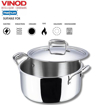 Picture of Vinod Platinum Triply Stainless Steel Saucepot with Stainless Steel Lid 10 litres Capacity (30 cm Diameter) with Riveted Handles - Induction and Gas Stove Friendly, Silver