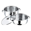 Picture of Vinod Stainless Steel 2 Tier Steamer/Momo/Modak Maker with Glass Lid & Riveted Handles of 24 cm Diameter (Induction and Gas Stove Friendly)