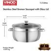 Picture of Vinod Stainless Steel Bremen Saucepot with Glass Lid - 16 cm Diameter, 1.5 litres Capacity (Induction and Gas Stove Friendly)