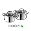 Picture of Vinod Stainless Steel 2 Piece Almaty Casserole with Glass Lid -Diameter 14 & 16 cm, Capacity 1.3 & 2 Litre (Induction and Gas Stove Friendly)