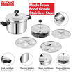 Picture of Vinod Stainless Steel Idli Pot/Idli Cooking Pot /6 Pcs Plates Induction Base Idly Maker Large /36 Cm (Makes Upto 24 Idli At A Time), Silver (36 X 23.5 X 23 Lxwxh), 1 Liter