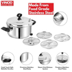 Picture of Vinod Stainless Steel Idli Cooker with 4 Deeper Plates (16 Idlis) | SAS Bottom | Make Soft, Fluffy, Healthy Idli | Bakelite Handle | Induction and Gas Base - Small (36cm)