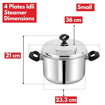 Picture of Vinod Stainless Steel Idli Cooker with 4 Deeper Plates (16 Idlis) | SAS Bottom | Make Soft, Fluffy, Healthy Idli | Bakelite Handle | Induction and Gas Base - Small (36cm)