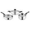 Picture of Vinod Veneto Stainless Steel Cookware Set 3 Pcs of Kadhai 1.7 Litre (20 cm) with Lid and Saucapan 1.5 L (16 cm) with Lid, Frypan 1.7 L (20 cm) - Silver, Induction Friendly