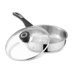 Picture of Vinod Veneto Stainless Steel Cookware Set 3 Pcs of Kadhai 1.7 Litre (20 cm) with Lid and Saucapan 1.5 L (16 cm) with Lid, Frypan 1.7 L (20 cm) - Silver, Induction Friendly