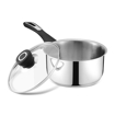 Picture of Vinod Veneto Stainless Steel Cookware Set 3 Pcs of Kadhai 1.7 Litre (20 cm) with Lid and Saucapan 1.5 L (16 cm) with Lid, Frypan 1.7 L (20 cm) - Silver, Induction Friendly