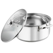 Picture of Vinod Stainless Steel Roma Casserole with Glass Lid & Riveted Handles-Diameter 20 cm, Capacity 3 Litre (Induction and Gas Stove Friendly)