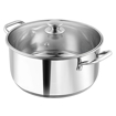 Picture of Vinod Stainless Steel Roma Casserole with Glass Lid & Riveted Handles-Diameter 24 cm, Capacity 5 Litre (Induction and Gas Stove Friendly)