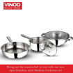 Picture of Vinod Stainless Steel 3 Piece Modena Cookware Set,Kadai with Glass Lid(2.7 Litre),Saucepan with Glass Lid (1.5 Litre)& Frypan (24 cm),Induction Friendly