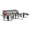 Picture of Vinod Stainless Steel 3 Piece Modena Cookware Set,Kadai with Glass Lid(2.7 Litre),Saucepan with Glass Lid (1.5 Litre)& Frypan (24 cm),Induction Friendly