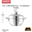 Picture of Vinod Gen - Z Multi Kadai/Kadhai 6 pcs Comes with Stainless Steel Lid, 2 Idli Plates, 2 Dhokla Plates and 1 Patra Plate - Silver (Induction and Gas Stove Friendly, Stainless Steel)