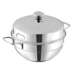 Picture of Vinod Gen - Z Multi Kadai/Kadhai 6 pcs Comes with Stainless Steel Lid, 2 Idli Plates, 2 Dhokla Plates and 1 Patra Plate - Silver (Induction and Gas Stove Friendly, Stainless Steel)