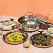 Picture of Vinod Stainless Steel 6 pcs Multi Kadai/Kadhai with Stainless Steel Lid, 2 Idli Plates, 2 Dhokla Plates and 1 Patra Plate - Silver (Induction and Gas Stove Friendly)