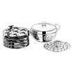 Picture of Vinod 6 Pc Stainless Deluxe Multi Kadai/Kadhai Set: 2 Idli Plates,2 Dhokla Plates,1 Patra Plate & 1 Mini Idli Plate