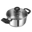 Picture of Vinod Stainless Steel Deluxe Saucepot with Glass Lid & Riveted Handles Diameter 16 Cm, Capacity 1.5 Litre, (Induction and Gas Stove Friendly)