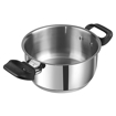 Picture of Vinod Stainless Steel Deluxe Saucepot with Glass Lid & Riveted Handles Diameter 16 Cm, Capacity 1.5 Litre, (Induction and Gas Stove Friendly)