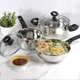 Show details for Vinod Stainless Steel Trento Cookware set-3-Pieces,SS Saucepan (16cm/1.5 Litre),SS Saucepot (20cm/ 3 Litre),Deluxe Kadai/Kadhai(20 cm/ 1.5 Litre), Induction Friendly Picture of Vinod Stainless Steel Trento Cookware set-3-Pieces,SS Saucepan (16cm/1.5 Litre),SS Saucepot (20cm/ 3 Litre),Deluxe Kadai/Kadhai(20 cm/ 1.5 Litre), Induction Friendly