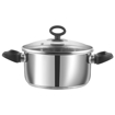 Picture of Vinod Stainless Steel Trento Cookware set-3-Pieces,SS Saucepan (16cm/1.5 Litre),SS Saucepot (20cm/ 3 Litre),Deluxe Kadai/Kadhai(20 cm/ 1.5 Litre), Induction Friendly