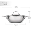 Picture of Milton Pro Cook Triply Stainless Steel Kadhai with Lid, 26 cm / 3.6 Litre