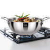 Milton Pro Cook Triply Induction Deep Kadhai with Stainless Steel Lid, 22 cm, 3.6 litres, Silver | Dishwasher | Hot Plate | Flame Safe की तस्वीर