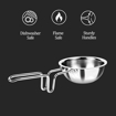 Picture of Milton Pro Cook Triply Stainless Steel Tadka Pan, 12 cm, Silver | Vagar Pan | Baghar Pan| Chounk Pan | Flame Safe | Induction Safe | Dishwasher Safe | Stainless Steel Wired Handle