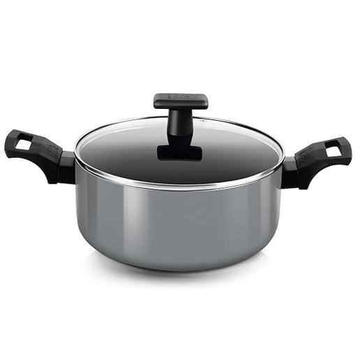 Milton Pro Cook Blackpearl Induction Biryani Pot with Glass Lid, 24 cm,  4.5 Litre, Grey | Food Grade | Dishwasher | Flame | Hot Plate Safe की तस्वीर