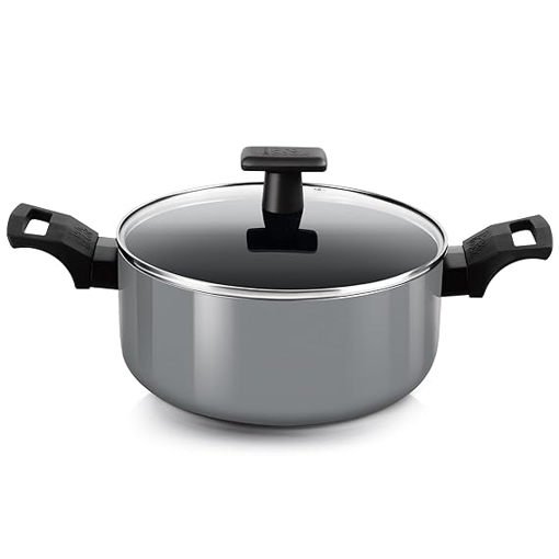 Picture of Milton Pro Cook Blackpearl Induction Biryani Pot with Glass Lid, 24 cm,  4.5 Litre, Grey | Food Grade | Dishwasher | Flame | Hot Plate Safe