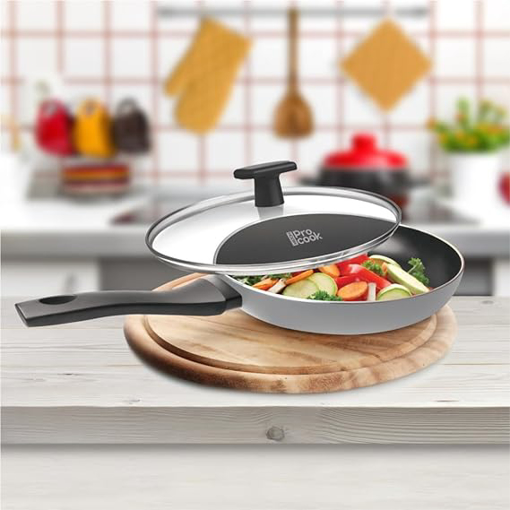 Picture of MILTON Pro Cook Black Pearl Induction Fry Pan with Glass Lid, 26 cm /2.2 Litre