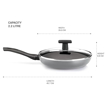 Picture of MILTON Pro Cook Black Pearl Induction Fry Pan with Glass Lid, 26 cm /2.2 Litre