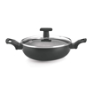 Picture of MILTON Pro Cook Granito Induction Kadhai with Glass Lid, 28 cm / 4.1 Litre, Black