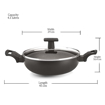 Picture of MILTON Pro Cook Granito Induction Kadhai with Glass Lid, 28 cm / 4.1 Litre, Black