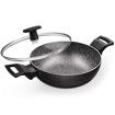 MILTON Pro Cook Granito Induction Kadhai with Glass Lid, 30 cm / 4.9 Litre, Black की तस्वीर