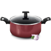 Milton Pro Cook Granito Induction Biryani Pot with Glass Lid, 28 cm, 7.45 litres, Black, Burgandy | Food Grade | Dishwasher | Flame | Hot Plate Safe की तस्वीर