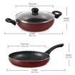 Milton Pro Cook Induction New Granito My Kitchen Set of 2 (Fry Pan 24 cm/1.6 LTR & Kadhai 24 cm/2.5 LTR, Glass Lid) Burgundy, Dishwasher Safe, Induction, Gas Stove, Hot Plate Safe, Bakelite Handle की तस्वीर