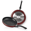 Picture of Milton Pro Cook Induction New Granito My Kitchen Set of 2, (Tawa 28 cm and Fry Pan 24 cm / 1.6 Litre) Burgundy | Dishwasher Safe | Flame Safe | Gas Stove Safe | Hot Plate Safe | Bakelite Handle